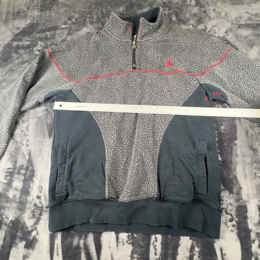 Jordan Quarter Zip Sweatshirt Mens XL Grey Black Elephant Print Pullover C-1144